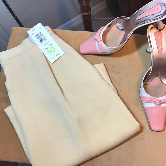 Liz Claiborne Collection Silk Skirt Yellow Size 10 Womens Career Wear - Picture 9 of 10